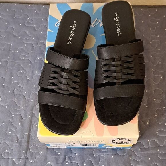 Easy Street April stretch black sandals size 9.5 - Picture 1 of 5